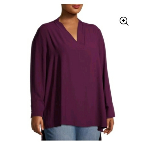 Terra & Sky Women's Plus Size V-Neck Tunic Top wit - Picture 4 of 6